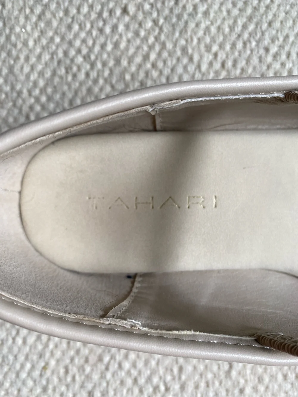 Tahari Kids Cream Mary Jane Woven Flats with Square Toe